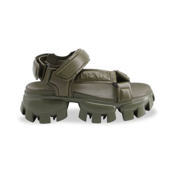 Prada Chunky Sandals in Olive Green Leather - Picture 1 of 10